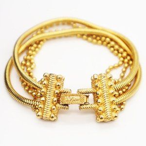 Vintage authentic Christian Dior 24k gold bracelet engraved logo original case